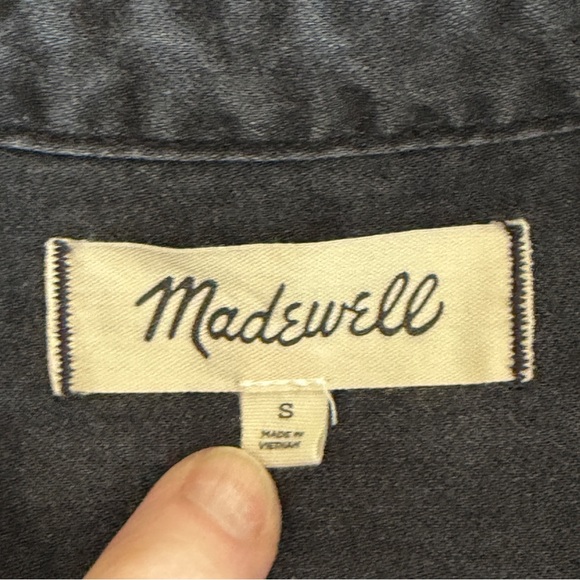 Madewell Denim Short-Sleeve Popover Shirtdress in Charcoal Beach Casual Small S - Picture 5 of 8